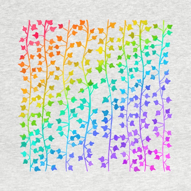 Watercolor Rainbow Gradient Vines Pattern by monitdesign